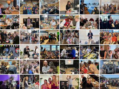 Collage med fotos fra afholdte arrangementer på bibliotekerne.