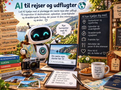 "En lille robot, der tilbyder hjælp til at planlægge rejser"