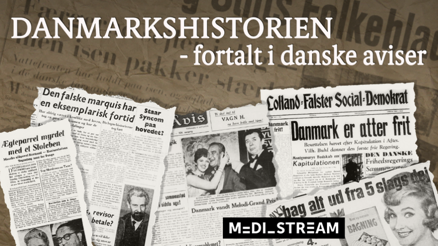 billede med udklip fra gamle danske aviser